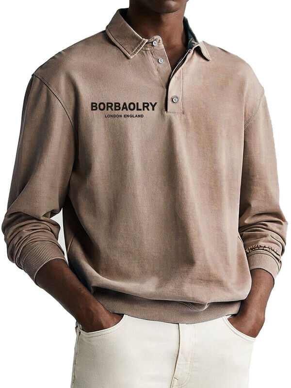 Camisa Polo Casual de Punto Liso con Logo Personalizado de Algodón de Alta Calidad al por Mayor, Camisas Polo de Manga Larga para Hombre de Secado Rápido para Deportes